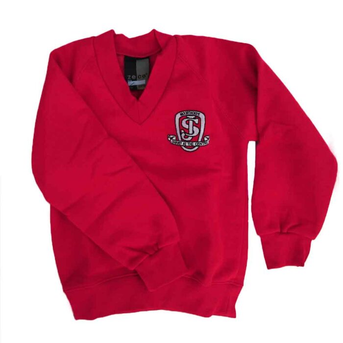 st josephs-red-v-neck-sweatshirt